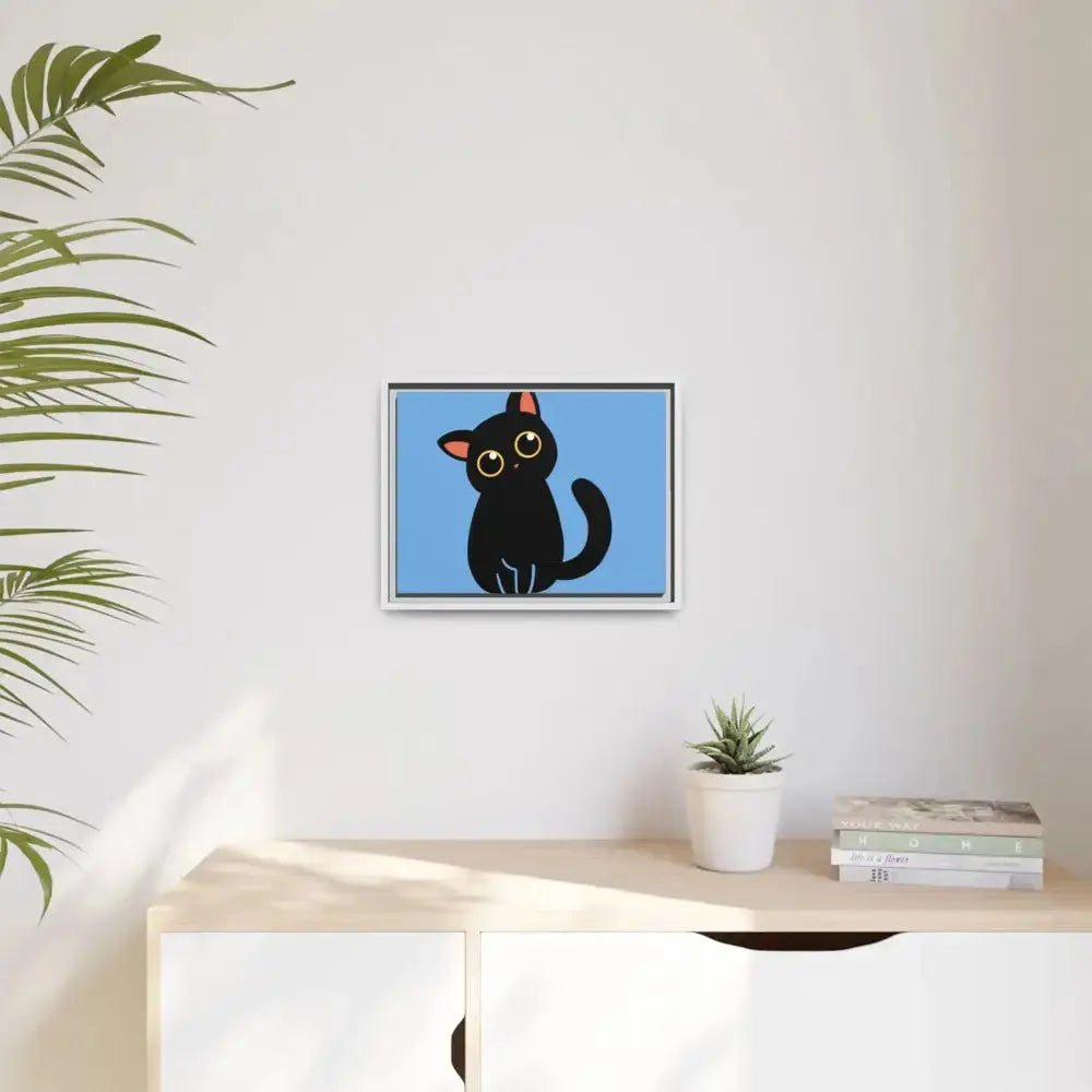Adorable Black Cat Framed Canvas Art – Perfect for Cat Lovers - FloofChonk