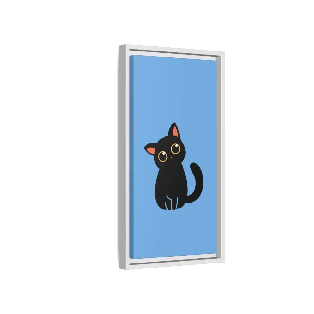 Adorable Black Cat Framed Canvas Art – Perfect for Cat Lovers - FloofChonk