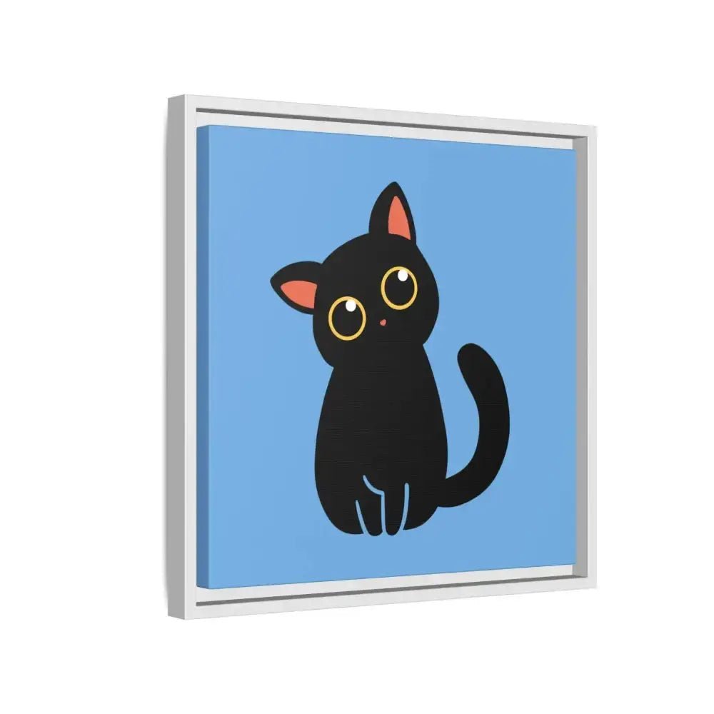 Adorable Black Cat Framed Canvas Art – Perfect for Cat Lovers - FloofChonk