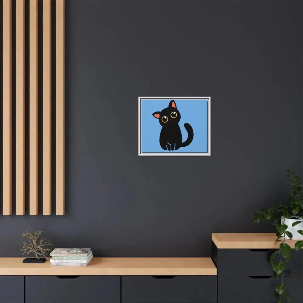 Adorable Black Cat Framed Canvas Art – Perfect for Cat Lovers - FloofChonk
