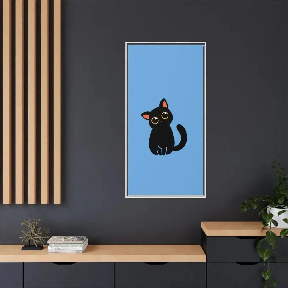 Adorable Black Cat Framed Canvas Art – Perfect for Cat Lovers - FloofChonk