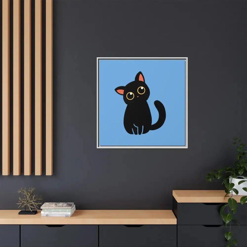 Adorable Black Cat Framed Canvas Art – Perfect for Cat Lovers - FloofChonk