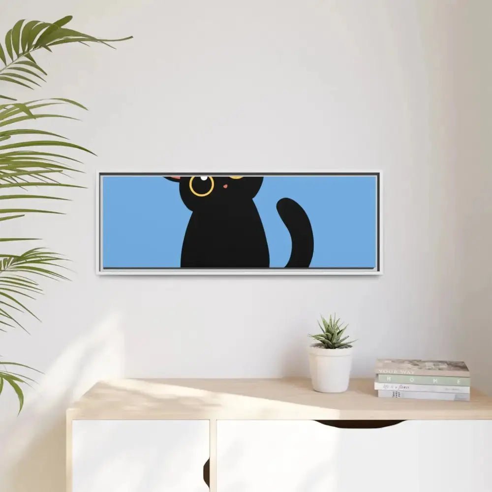 Adorable Black Cat Framed Canvas Art – Perfect for Cat Lovers - FloofChonk