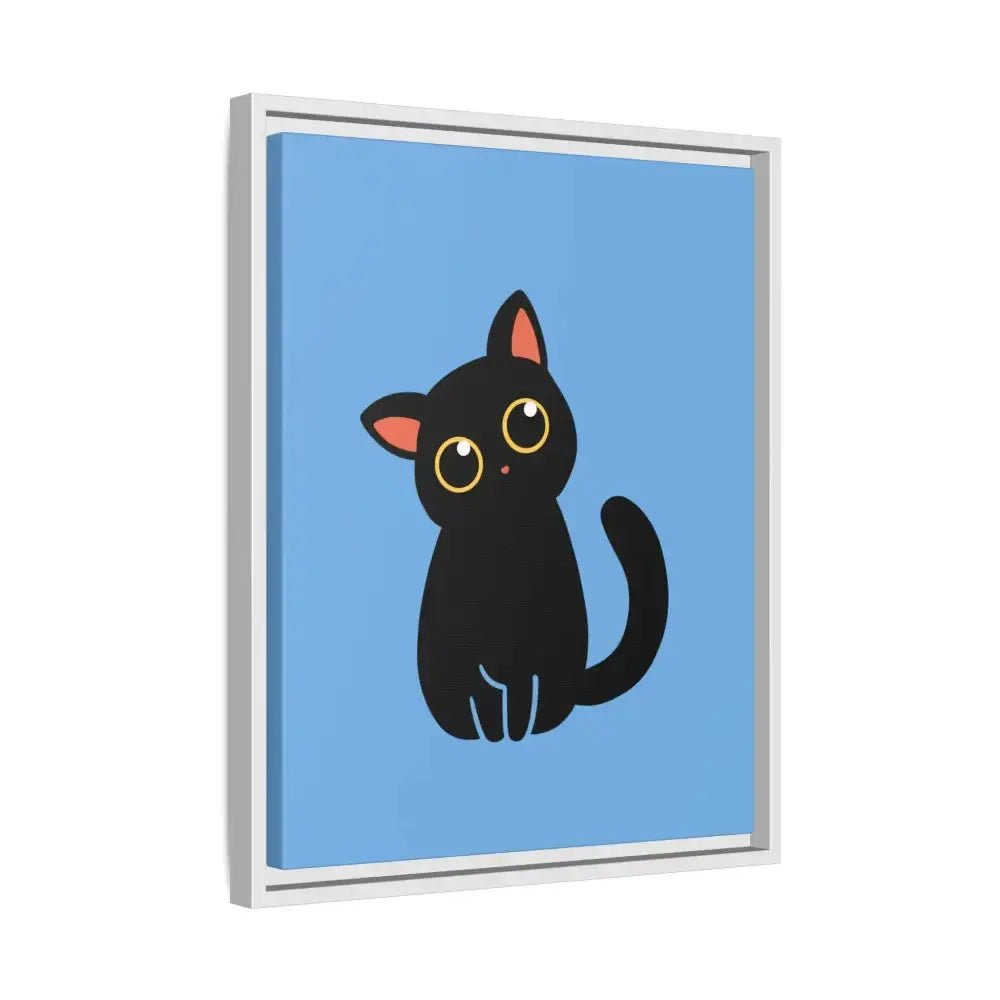 Adorable Black Cat Framed Canvas Art – Perfect for Cat Lovers - FloofChonk