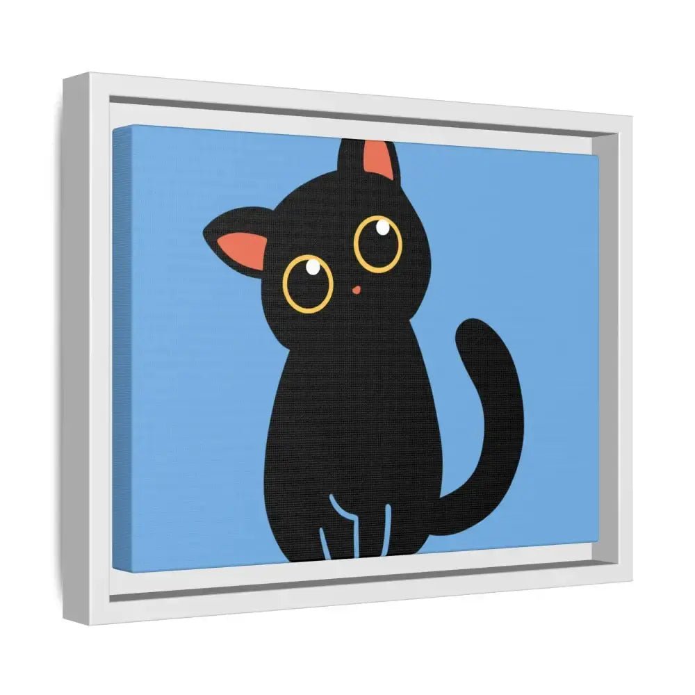 Adorable Black Cat Framed Canvas Art – Perfect for Cat Lovers - FloofChonk