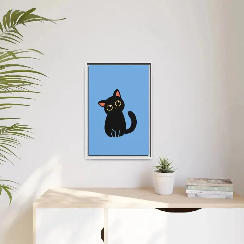 Adorable Black Cat Framed Canvas Art – Perfect for Cat Lovers - FloofChonk