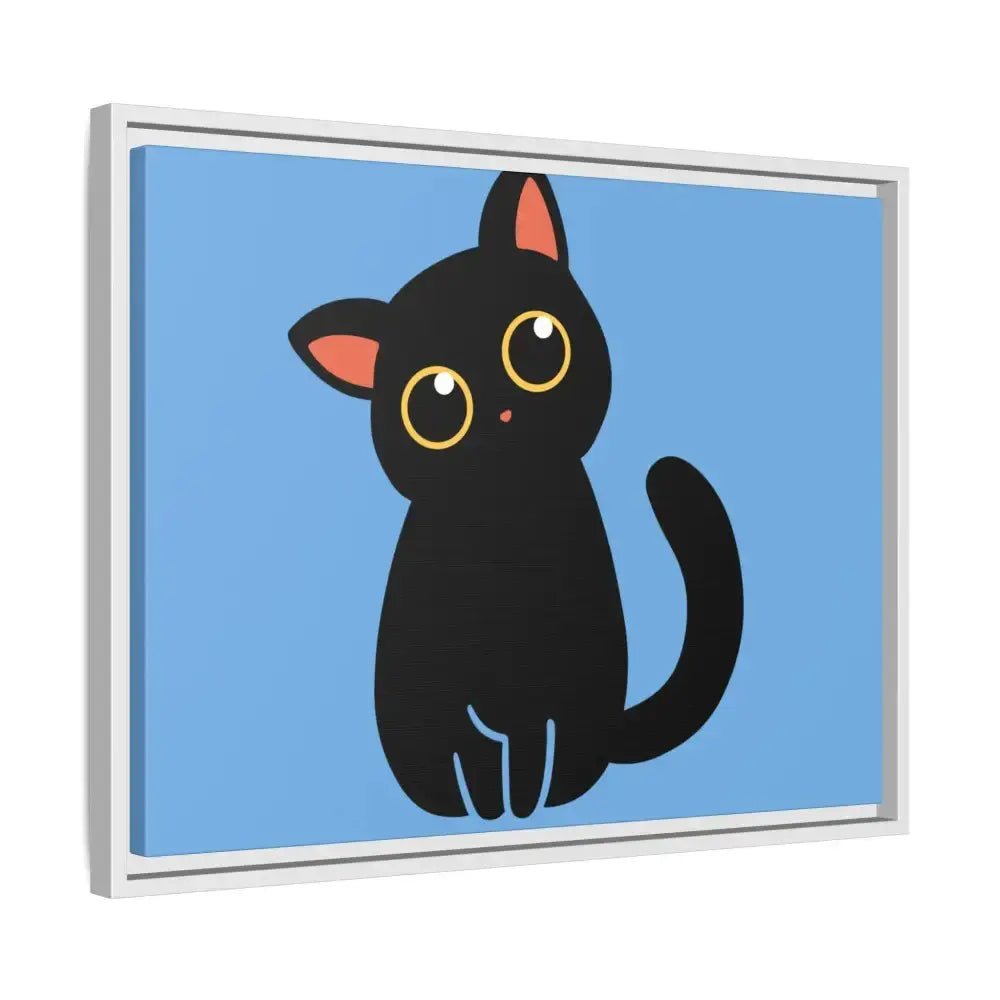 Adorable Black Cat Framed Canvas Art – Perfect for Cat Lovers - FloofChonk