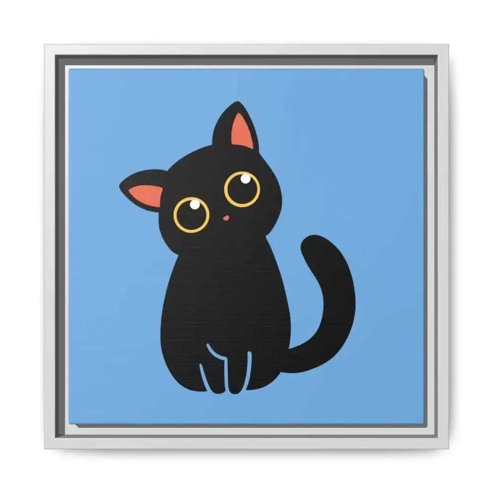 Adorable Black Cat Framed Canvas Art – Perfect for Cat Lovers - FloofChonk