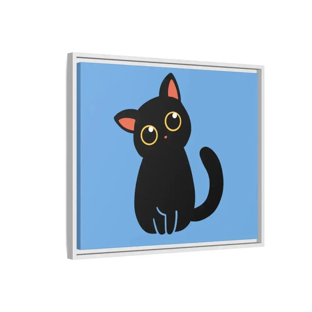 Adorable Black Cat Framed Canvas Art – Perfect for Cat Lovers - FloofChonk