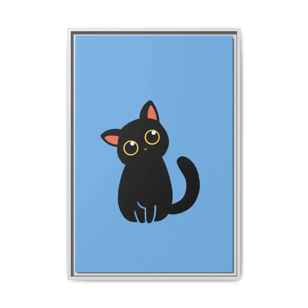 Adorable Black Cat Framed Canvas Art – Perfect for Cat Lovers - FloofChonk