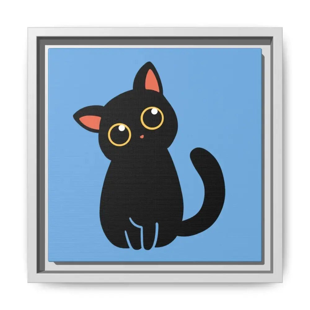 Adorable Black Cat Framed Canvas Art – Perfect for Cat Lovers - FloofChonk