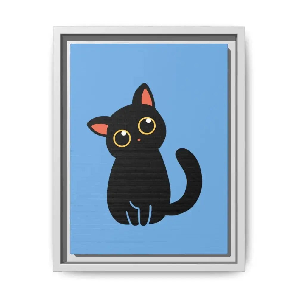 Adorable Black Cat Framed Canvas Art – Perfect for Cat Lovers - FloofChonk