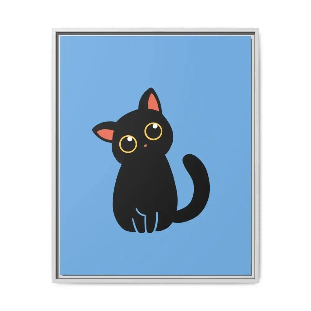Adorable Black Cat Framed Canvas Art – Perfect for Cat Lovers - FloofChonk