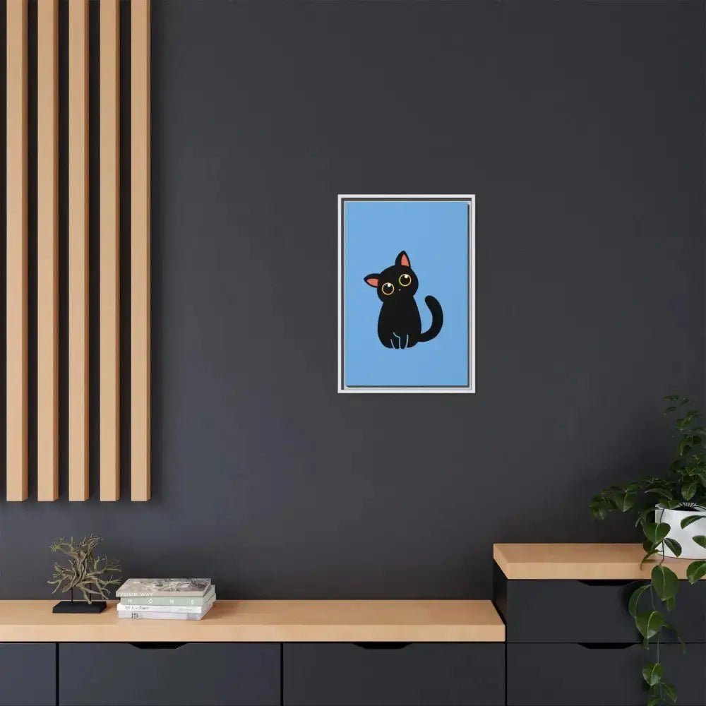 Adorable Black Cat Framed Canvas Art – Perfect for Cat Lovers - FloofChonk