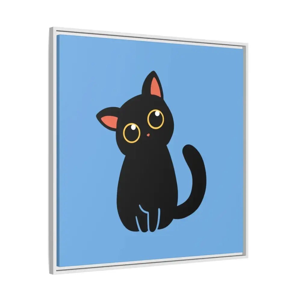 Adorable Black Cat Framed Canvas Art – Perfect for Cat Lovers - FloofChonk