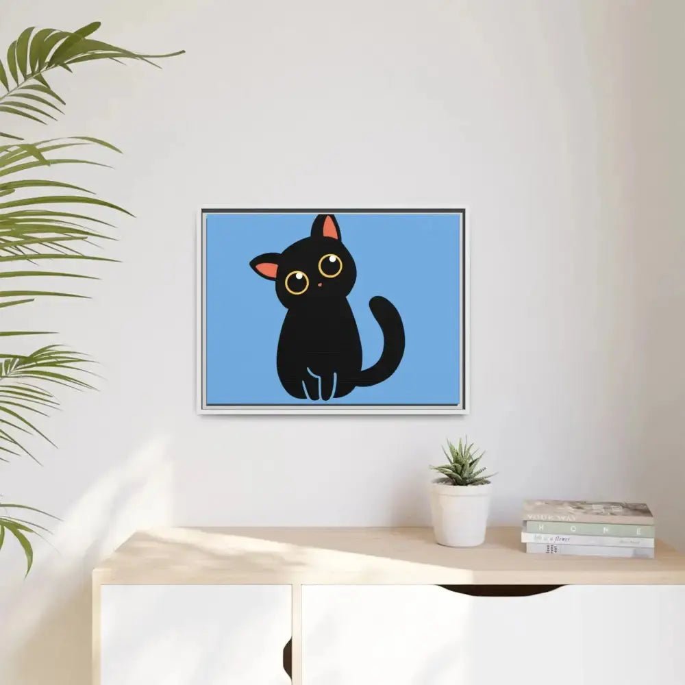 Adorable Black Cat Framed Canvas Art – Perfect for Cat Lovers - FloofChonk