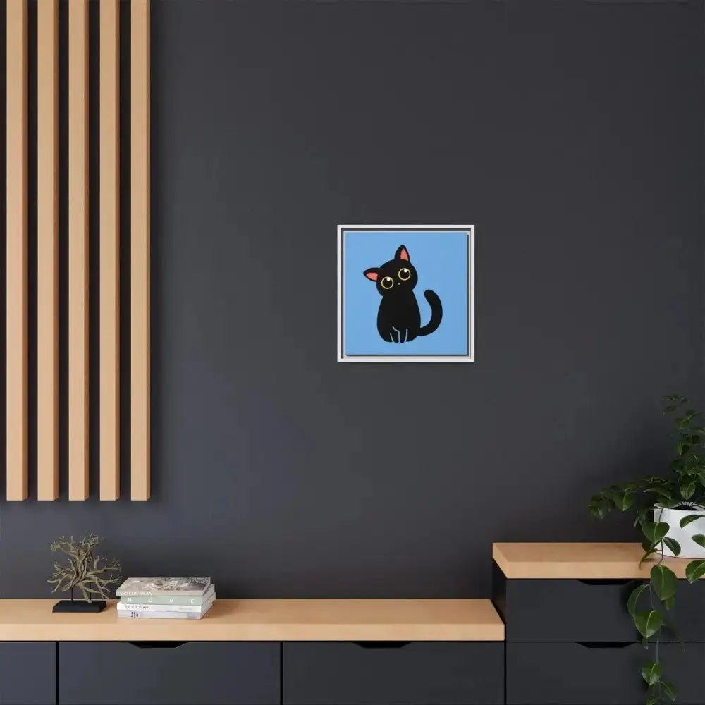 Adorable Black Cat Framed Canvas Art – Perfect for Cat Lovers - FloofChonk
