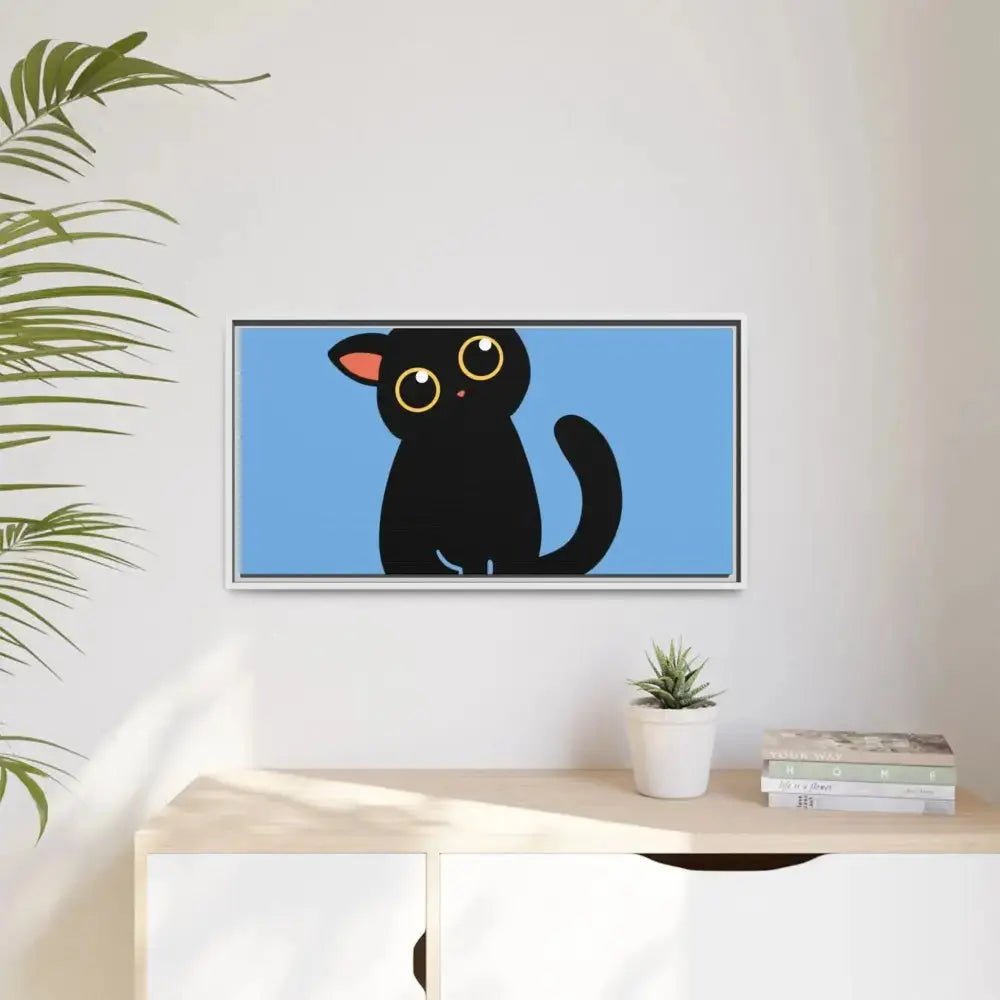 Adorable Black Cat Framed Canvas Art – Perfect for Cat Lovers - FloofChonk