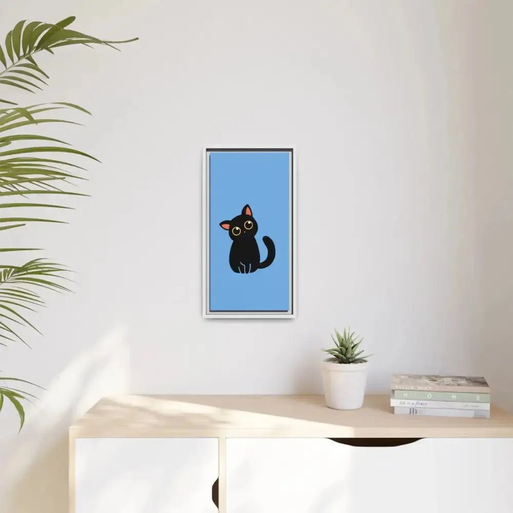 Adorable Black Cat Framed Canvas Art – Perfect for Cat Lovers - FloofChonk