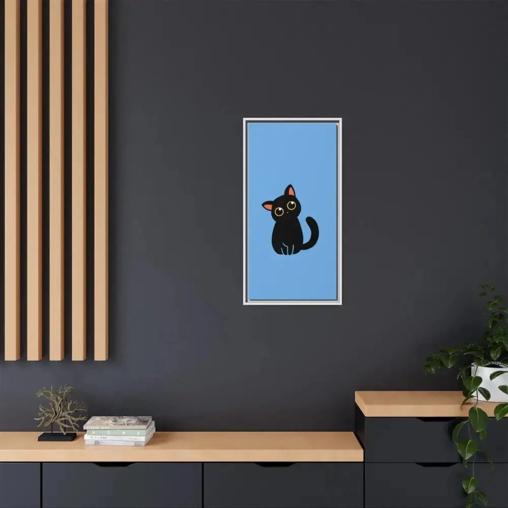 Adorable Black Cat Framed Canvas Art – Perfect for Cat Lovers - FloofChonk