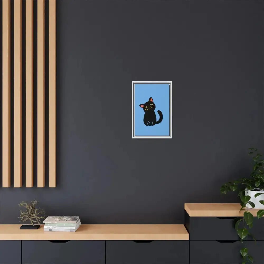 Adorable Black Cat Framed Canvas Art – Perfect for Cat Lovers - FloofChonk