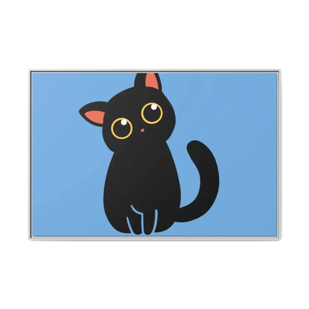 Adorable Black Cat Framed Canvas Art – Perfect for Cat Lovers - FloofChonk