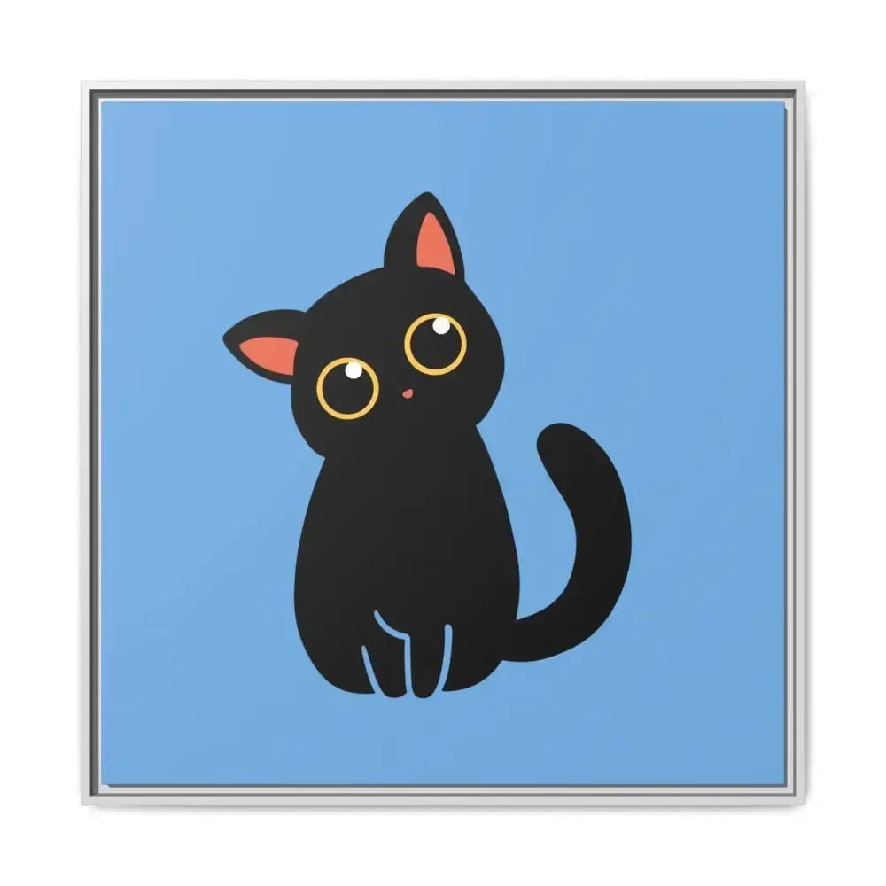 Adorable Black Cat Framed Canvas Art – Perfect for Cat Lovers - FloofChonk