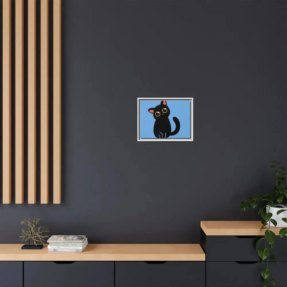 Adorable Black Cat Framed Canvas Art – Perfect for Cat Lovers - FloofChonk