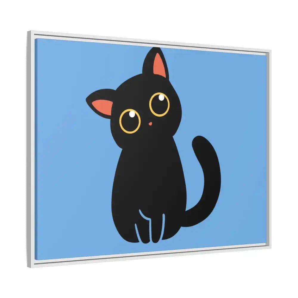 Adorable Black Cat Framed Canvas Art – Perfect for Cat Lovers - FloofChonk