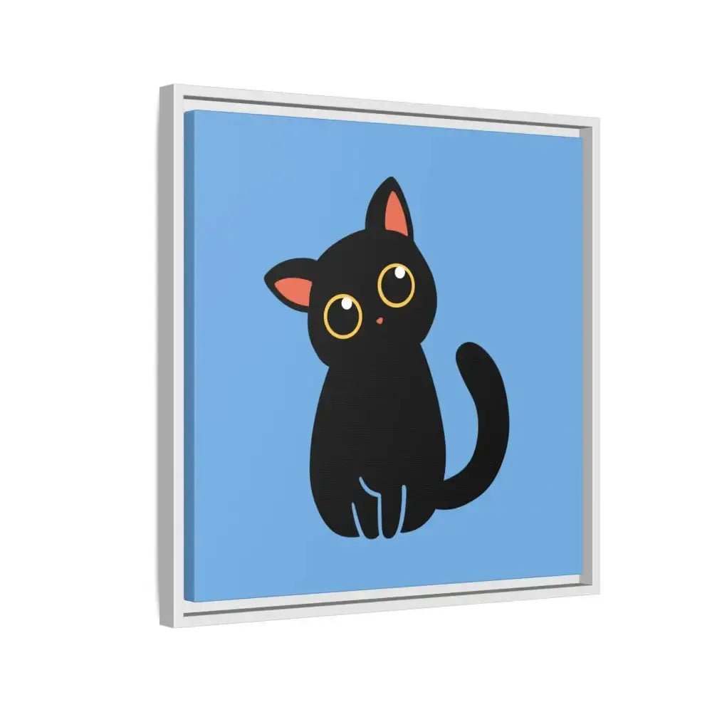 Adorable Black Cat Framed Canvas Art – Perfect for Cat Lovers - FloofChonk