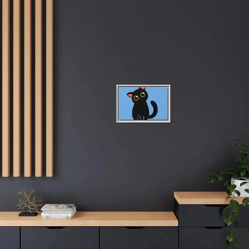 Adorable Black Cat Framed Canvas Art – Perfect for Cat Lovers - FloofChonk