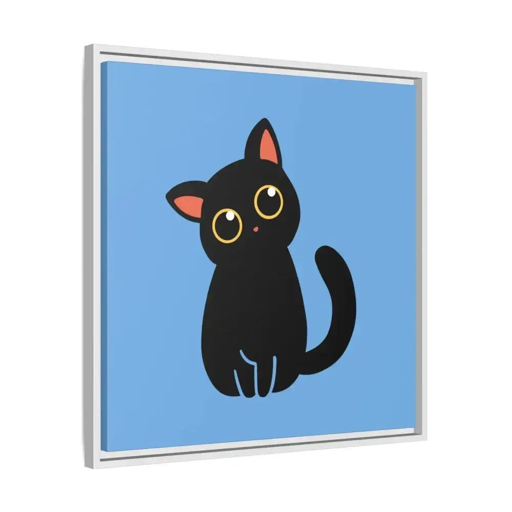 Adorable Black Cat Framed Canvas Art – Perfect for Cat Lovers - FloofChonk