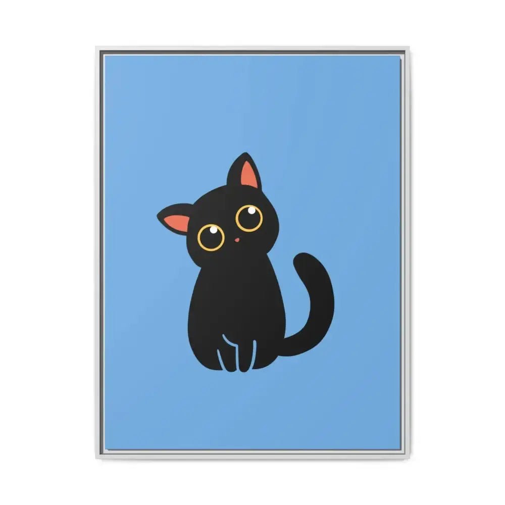 Adorable Black Cat Framed Canvas Art – Perfect for Cat Lovers - FloofChonk