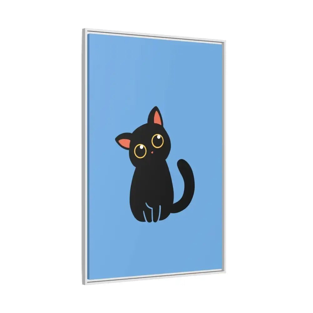 Adorable Black Cat Framed Canvas Art – Perfect for Cat Lovers - FloofChonk
