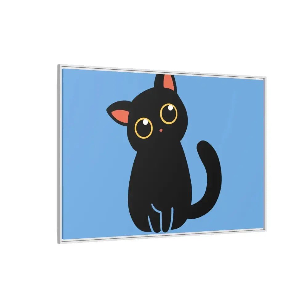 Adorable Black Cat Framed Canvas Art – Perfect for Cat Lovers - FloofChonk
