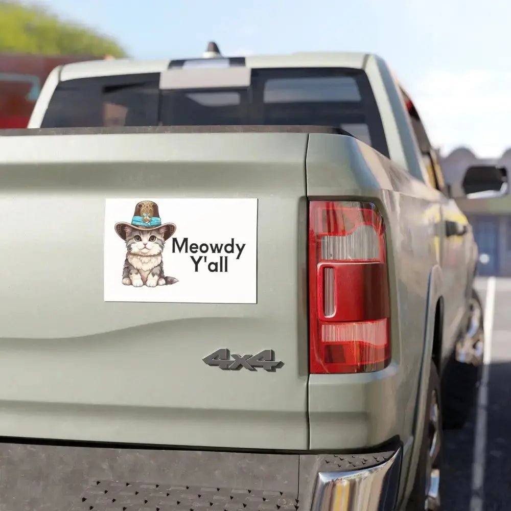 Adorable Cat Car Magnet - Perfect for Cat Lovers, Meowdy Y'all Design, Fun Car Decor, Gift for Pet Owners, Animal Magnet - FloofChonk
