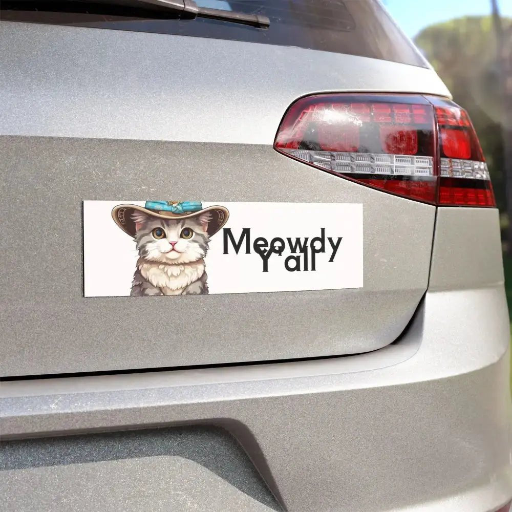 Adorable Cat Car Magnet - Perfect for Cat Lovers, Meowdy Y'all Design, Fun Car Decor, Gift for Pet Owners, Animal Magnet - FloofChonk