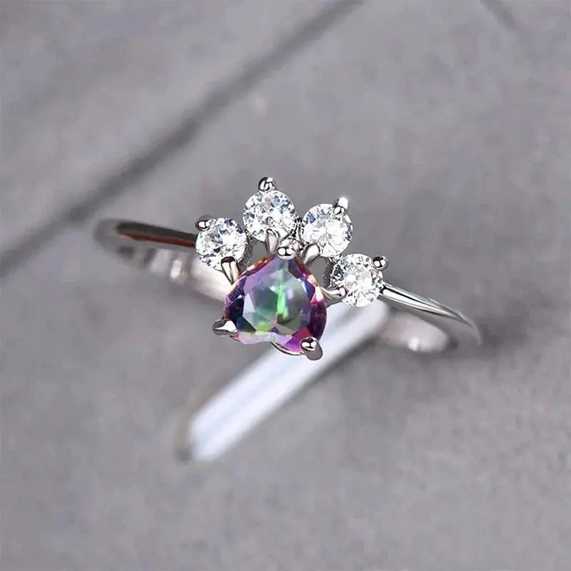 Alloy Love Cat's Paw Ring European And American Engagement Ring - FloofChonk