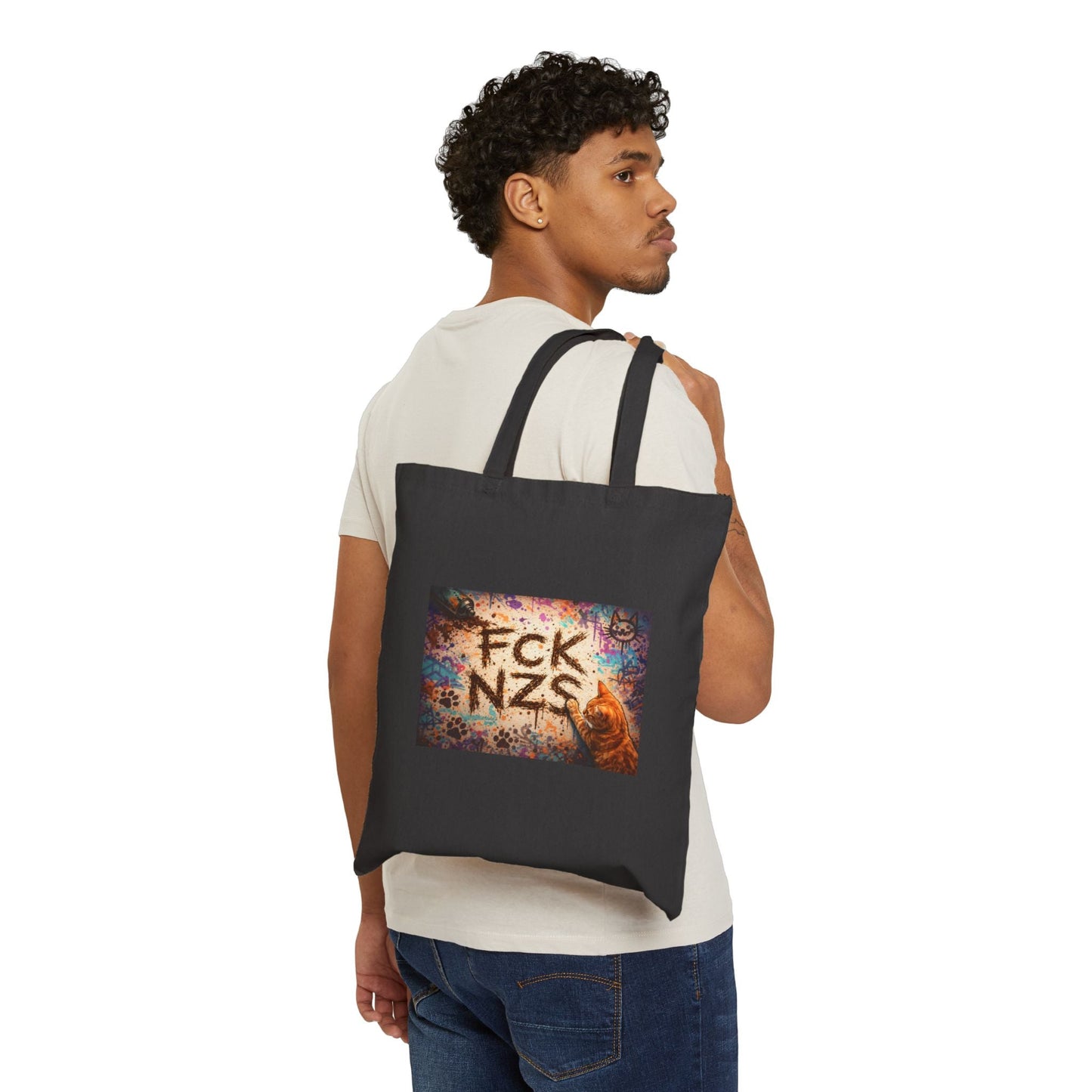 Anti - Nazi FCK NZS Canvas Tote Bag — Political Protest Cotton Shopper - FloofChonk