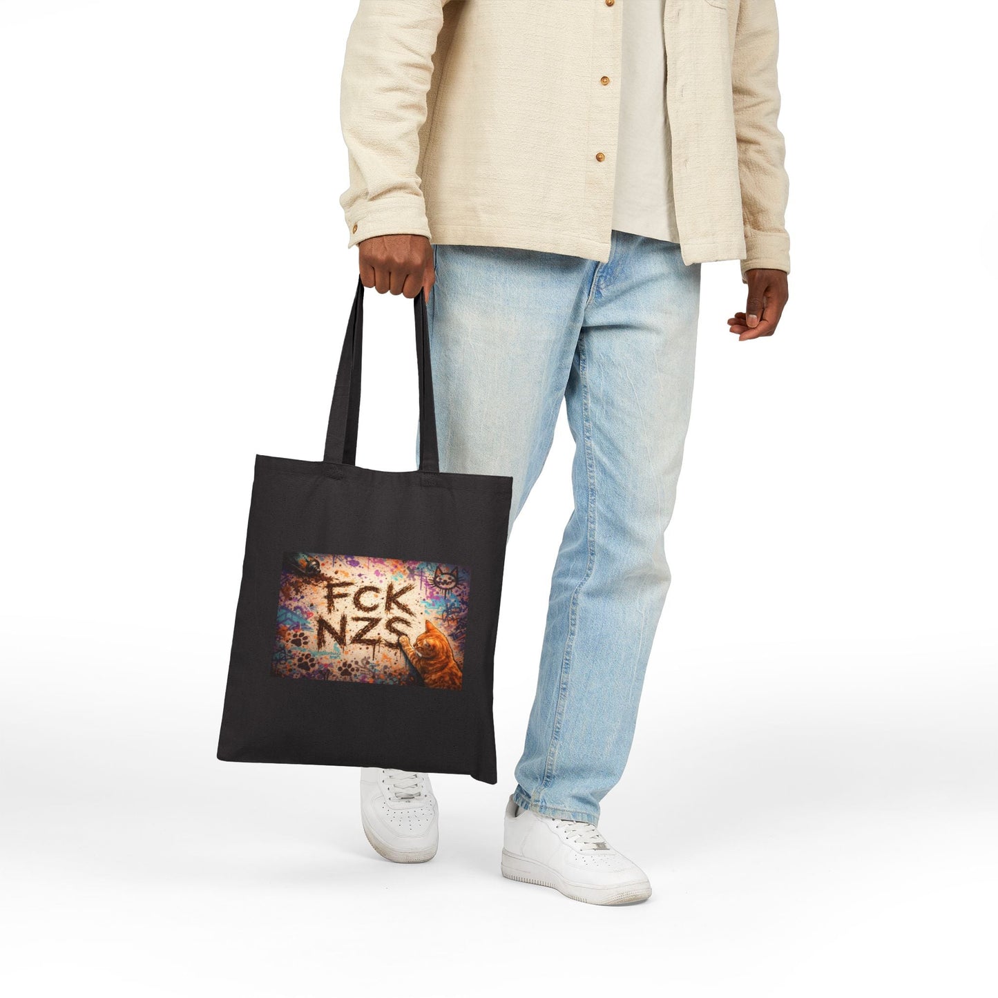 Anti - Nazi FCK NZS Canvas Tote Bag — Political Protest Cotton Shopper - FloofChonk