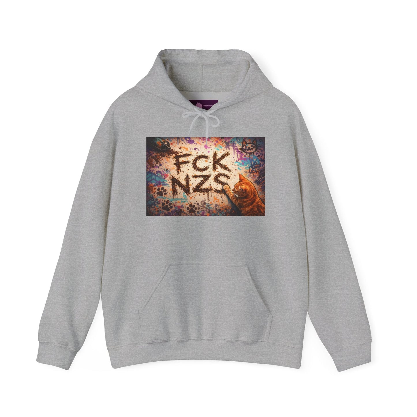 Anti - Nazi Graphic Hoodie — 'FCK NZS' Distressed Street Art Protest Sweatshirt - FloofChonk