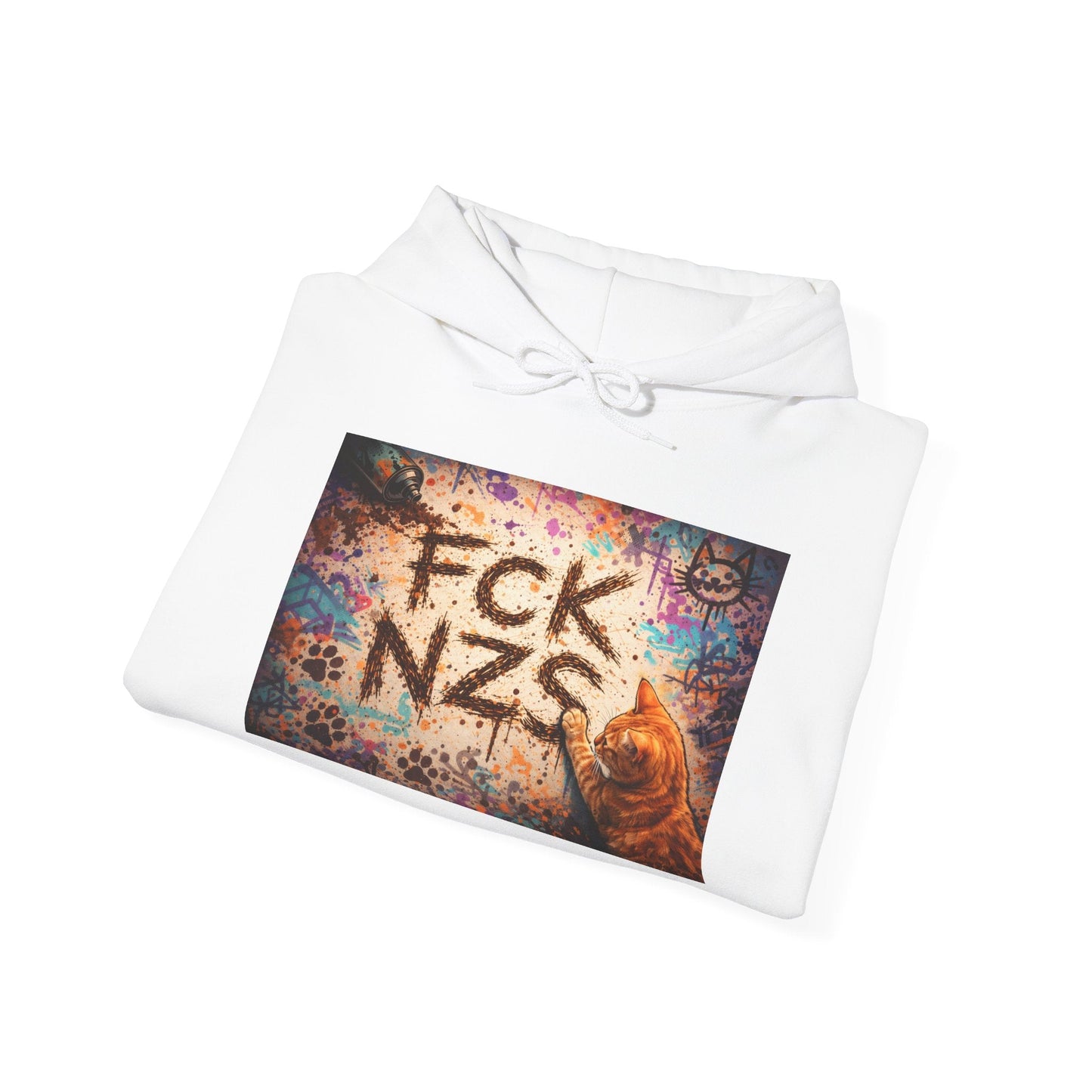 Anti - Nazi Graphic Hoodie — 'FCK NZS' Distressed Street Art Protest Sweatshirt - FloofChonk