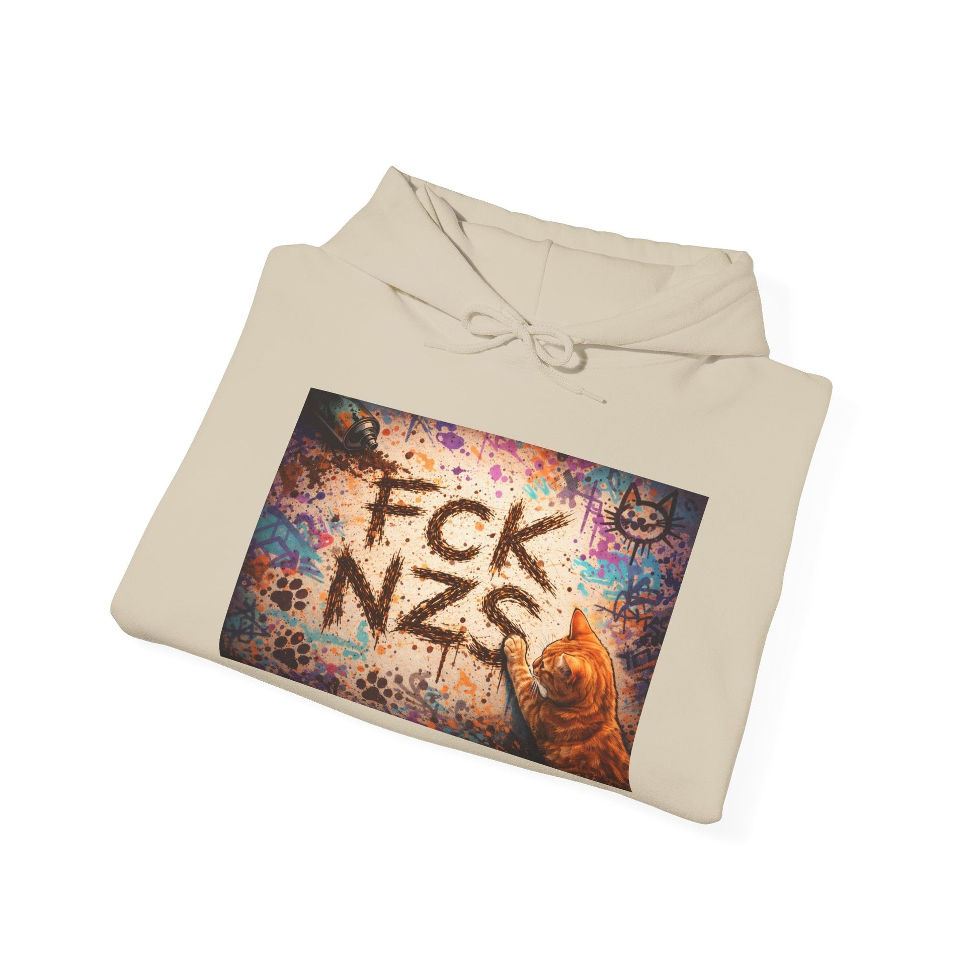 Anti - Nazi Graphic Hoodie — 'FCK NZS' Distressed Street Art Protest Sweatshirt - FloofChonk