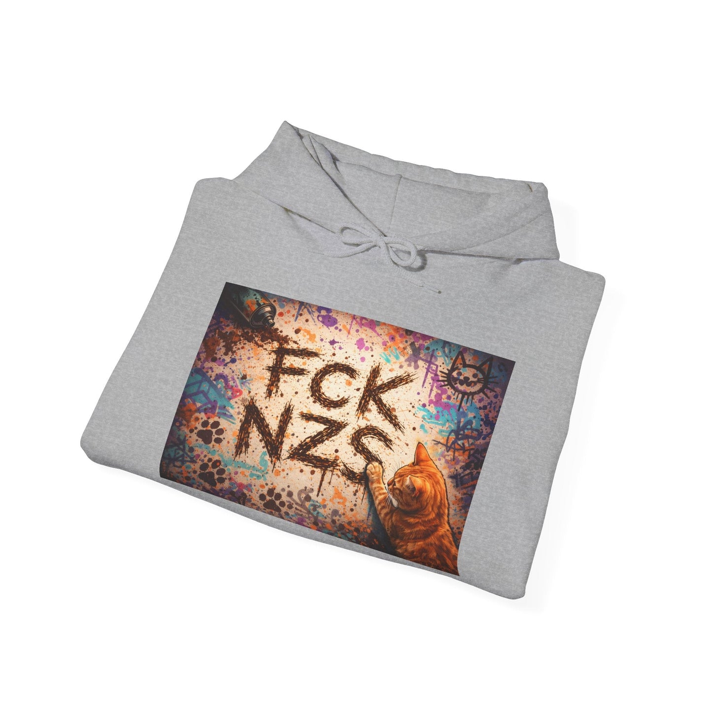 Anti - Nazi Graphic Hoodie — 'FCK NZS' Distressed Street Art Protest Sweatshirt - FloofChonk