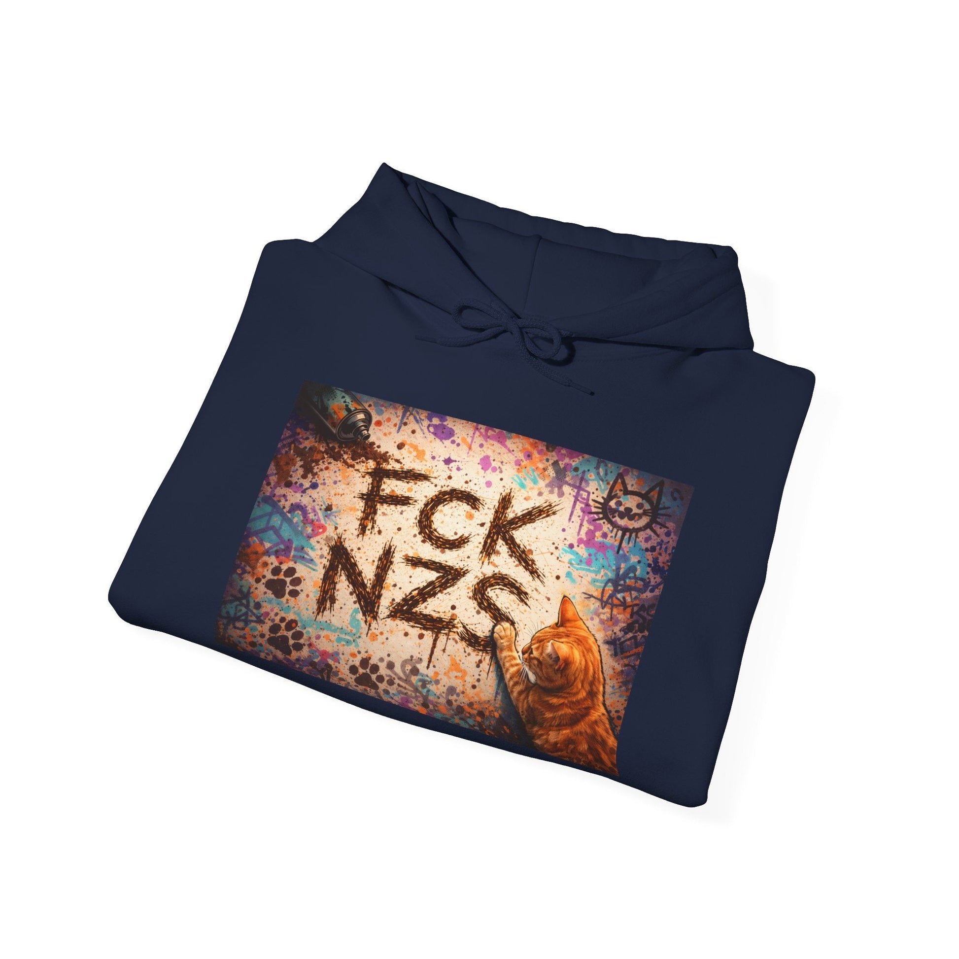 Anti - Nazi Graphic Hoodie — 'FCK NZS' Distressed Street Art Protest Sweatshirt - FloofChonk