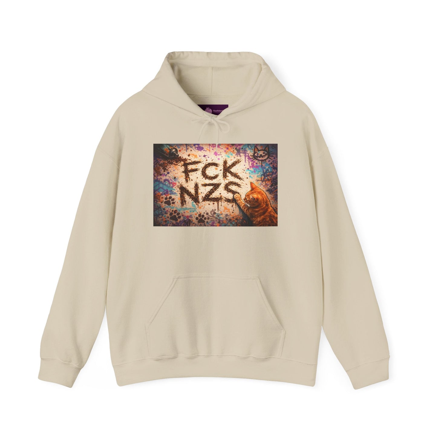 Anti - Nazi Graphic Hoodie — 'FCK NZS' Distressed Street Art Protest Sweatshirt - FloofChonk