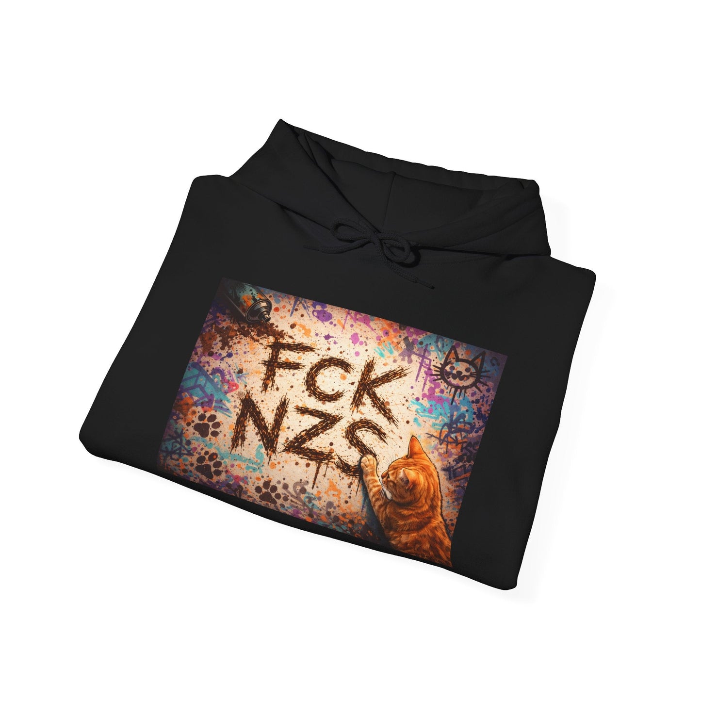 Anti - Nazi Graphic Hoodie — 'FCK NZS' Distressed Street Art Protest Sweatshirt - FloofChonk