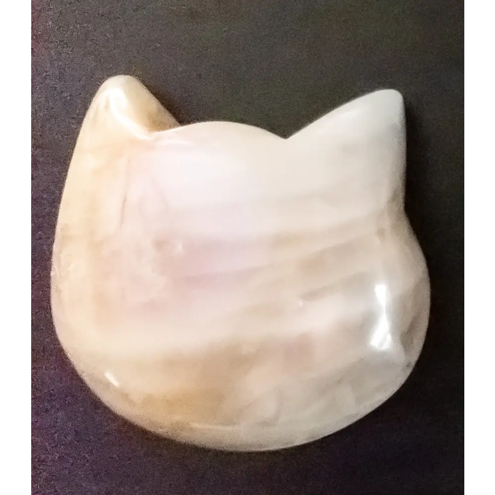 AURA Rose Quartz and Clear Quartz Cat Heads - FloofChonk