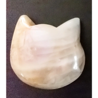 AURA Rose Quartz and Clear Quartz Cat Heads - FloofChonk