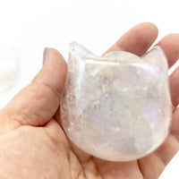 AURA Rose Quartz and Clear Quartz Cat Heads - FloofChonk